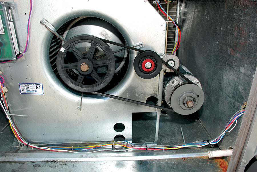 Photo: Fenner Drives. In the field, belt drives are not optimally designed, nor well maintained. In these systems, installing a T-Max Belt Tensioner can result in significant energy savings.