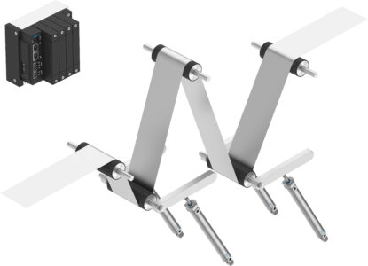 The world’s first proportional valve terminal, the Festo VTEP, top left, is ideal for the web control of battery foils.